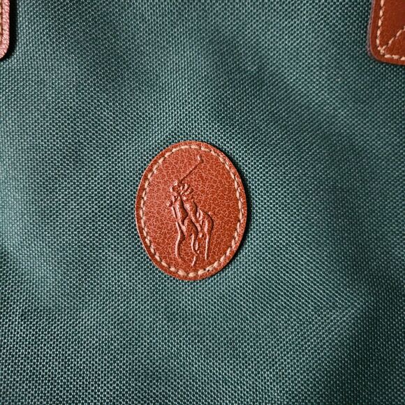 Ralph Lauren Hunter Green Carry On Duffle Bag Canvas Leather Vintage Weekender - Picture 3 of 11